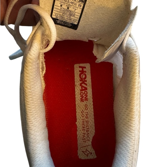 Hoka  one One Carbon x2 White Blazing Orange White and Coral Athletic Sneakers - Picture 12 of 13